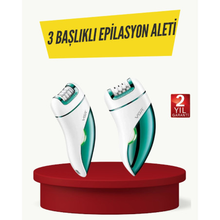 Profesyonel 3 in 1 Epilasyon Cihazı LED Aydınlatmalı Suya Dayanıklı Şarjlı VGR Epilatör