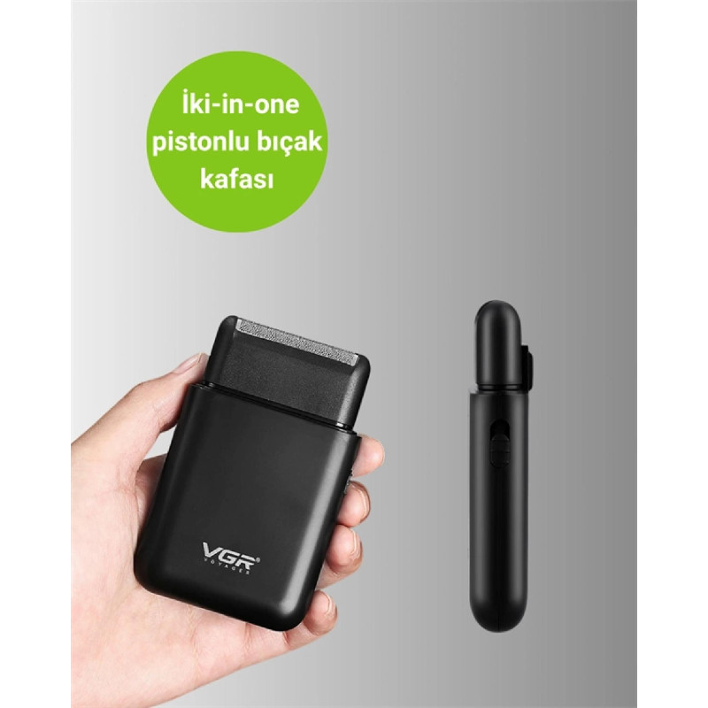 USB Şarjlı Traş Makinesi  Piston  Ağ Başlık, 600 mAh Batarya
