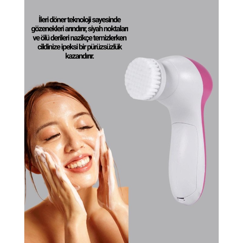 5 Başlıklı Yüz Masaj Aleti  Cilt Temizleme, Peeling, Siyah Nokta ve Gözenek Bakımı