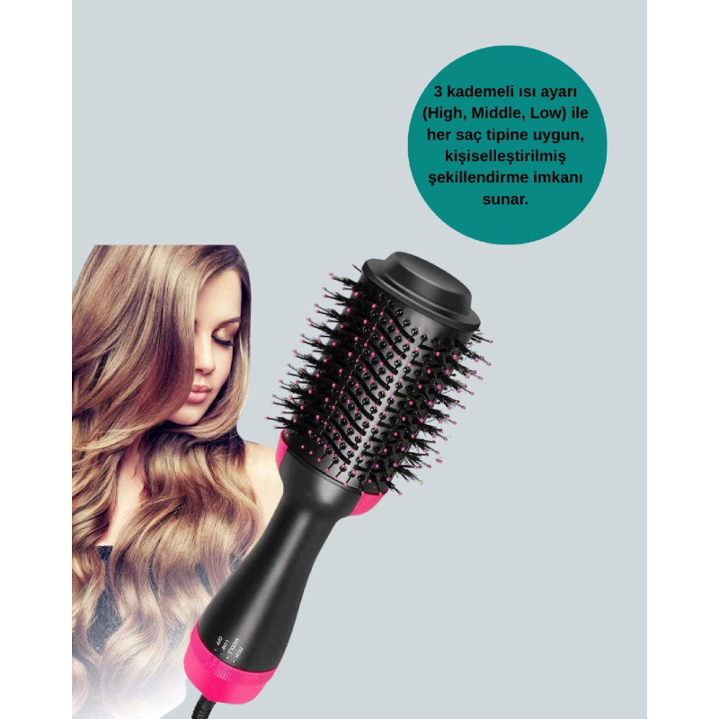 3 Isı Kademeli 1200W Saç Şekillendirme Fırçası.