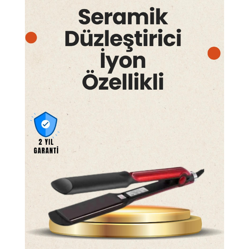 Elektriklenmeyi Azaltan İyonlu Saç Düzleştirici  Titanyum Plaka ve Şık Tasarım