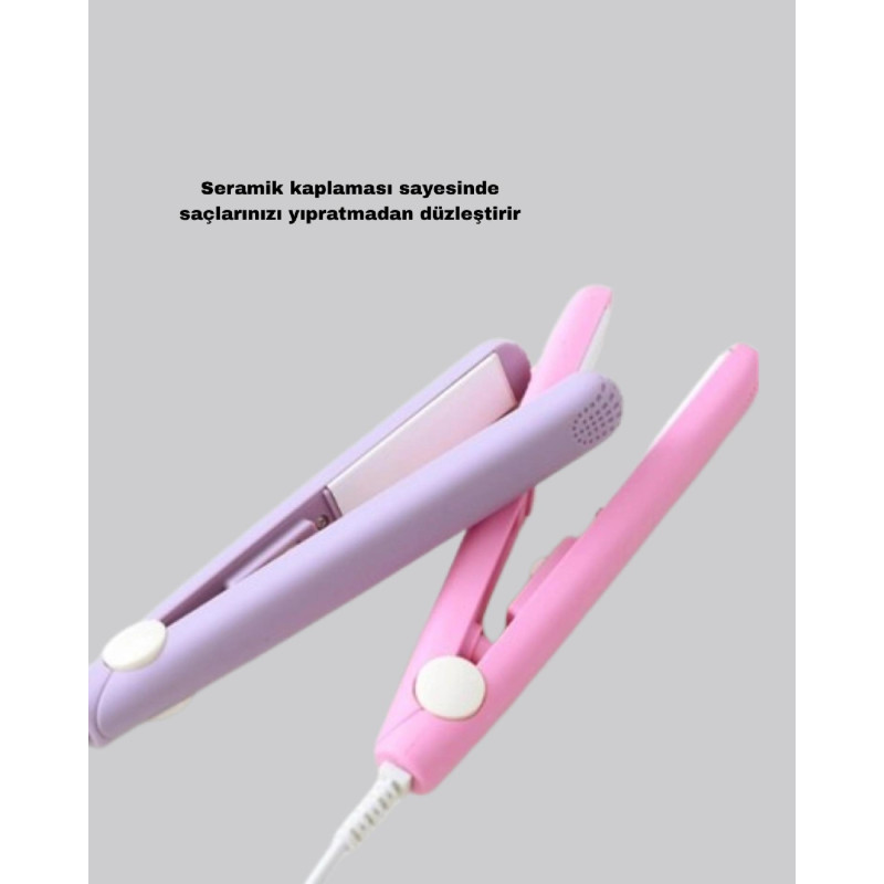 Mini Seramik Saç Düzleştirici  Kompakt Boy, 180 C Hızlı Isınma, Seyahat Tipi