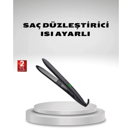 Isı Ayarlı Saç Düzleştirici Titanyum Seramik Plaka, Dijital Ekran
