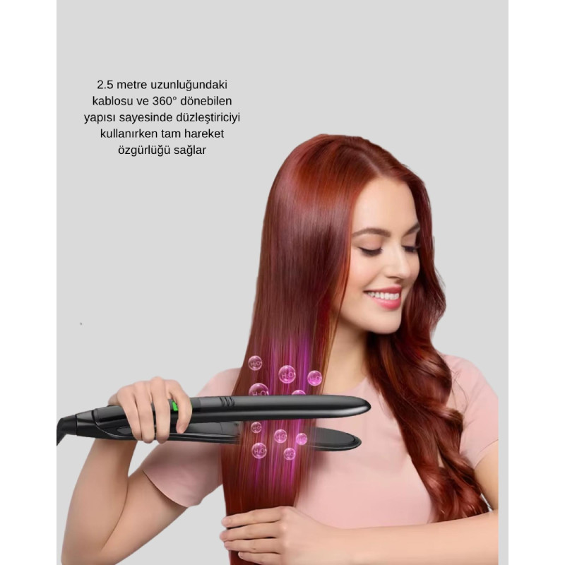 Titanyum Kaplamalı Saç Düzleştirici  Nem Koruma Sensörü