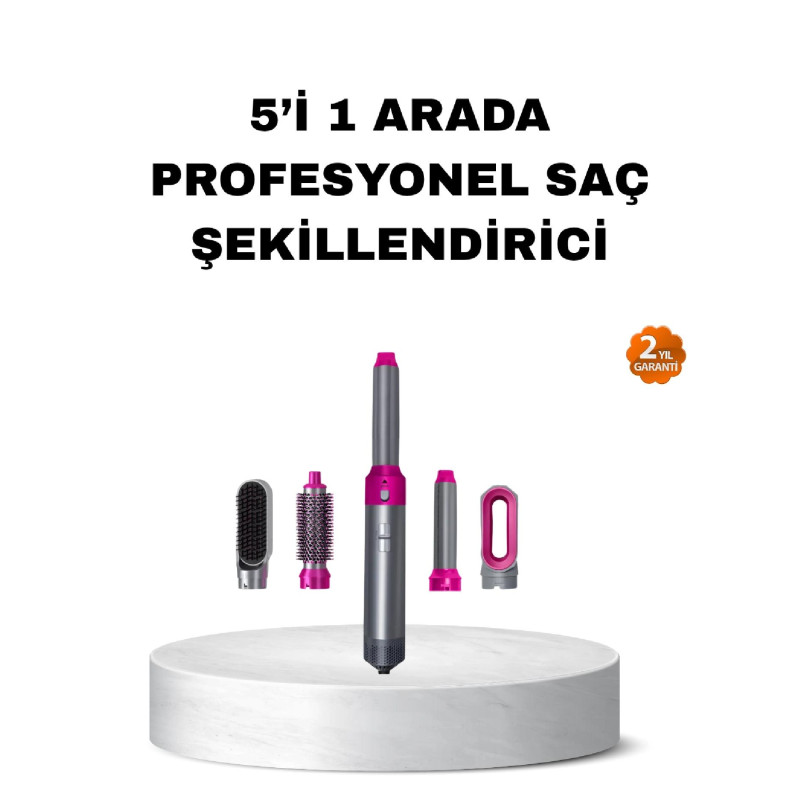 5 i 1 Arada Saç Şekillendirme Seti Negatif İyon Teknolojili ve Hızlı Kurutmalı